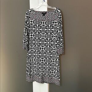 White House Black Market Black and White Dress with Pink Accents